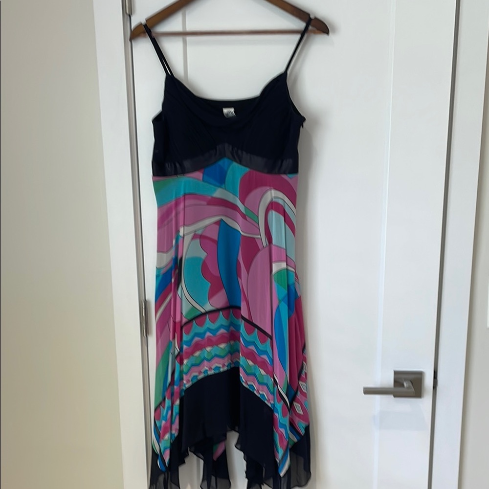 Signature by Sangria Asymmetrical Sundress Pink Blue Night Out